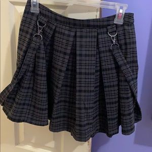 Black and Gray Utility Skirt with Suspenders